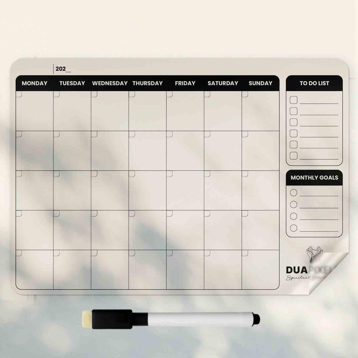 Reusable monthly planner wall sticker showing a full month grid