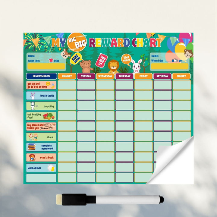 Animal reward chart sticker for kids - Dua Pixels