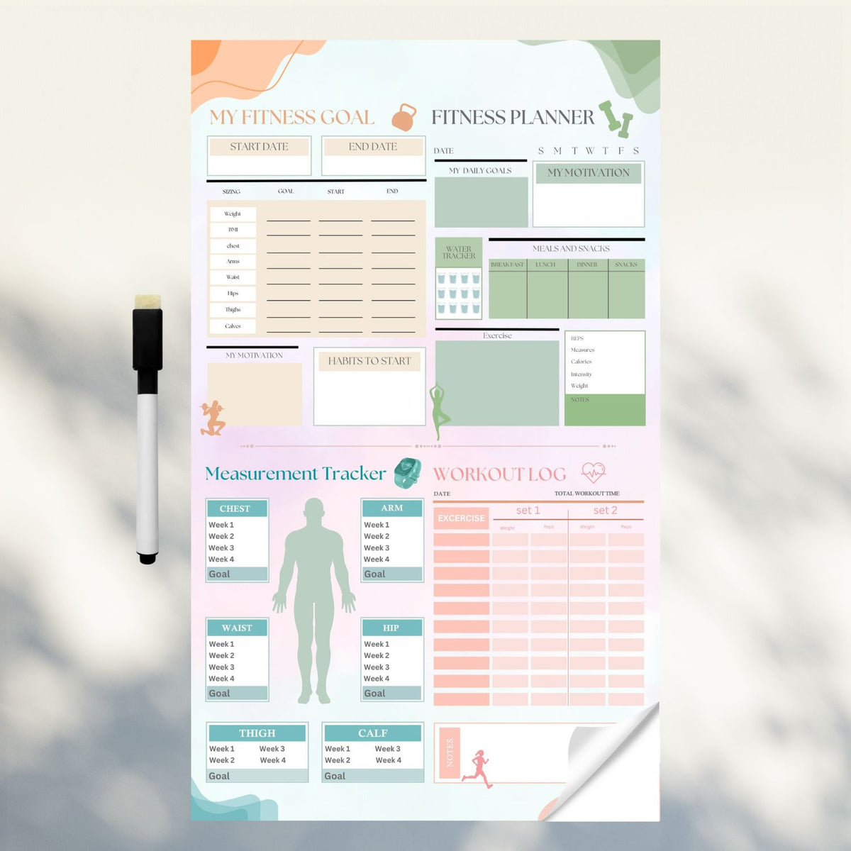 Fitness Planner Sticker - Dua Pixels