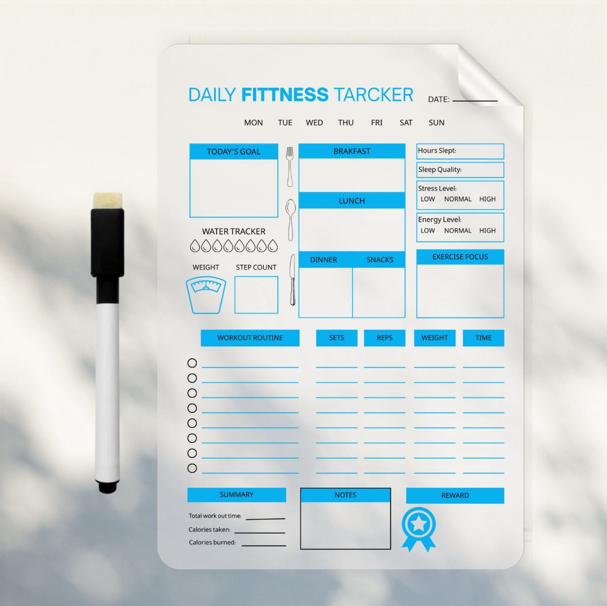 Daily Fitness Tracker Planner Sticker - Dua Pixels