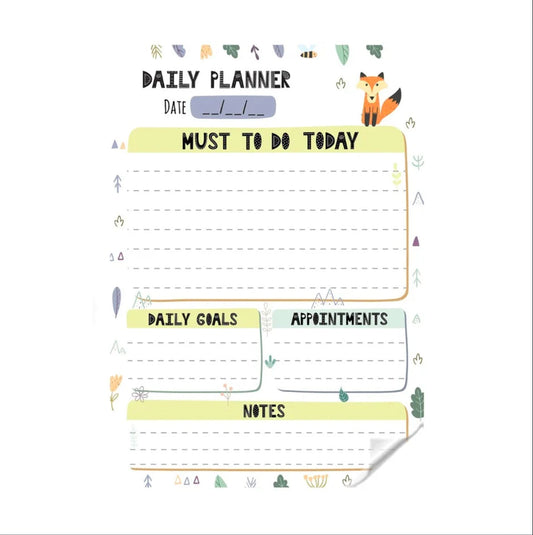 Daily Planner Fox Design Reusable Planner Sticker - Dua Pixels