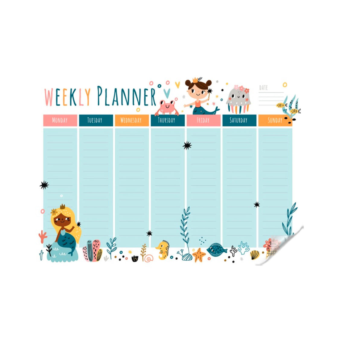 Reusable Weekly Sea Theme Planner Sticker - Dua Pixels
