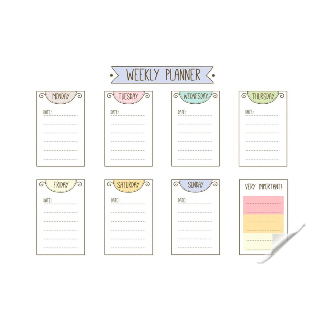 Reusable Weekly Doodle Planner Sticker - Dua Pixels