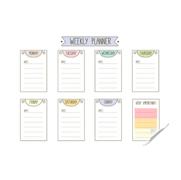 Reusable Weekly Doodle Planner Sticker - Dua Pixels
