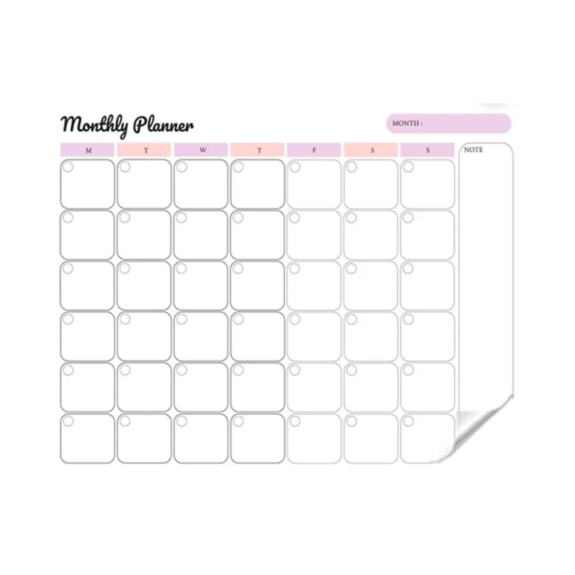 Monthly Planer Landscape with Notes Reusable Planner Sticker - Dua Pixels