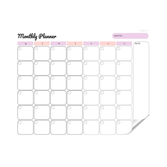 Monthly Planer Landscape with Notes Reusable Planner Sticker - Dua Pixels