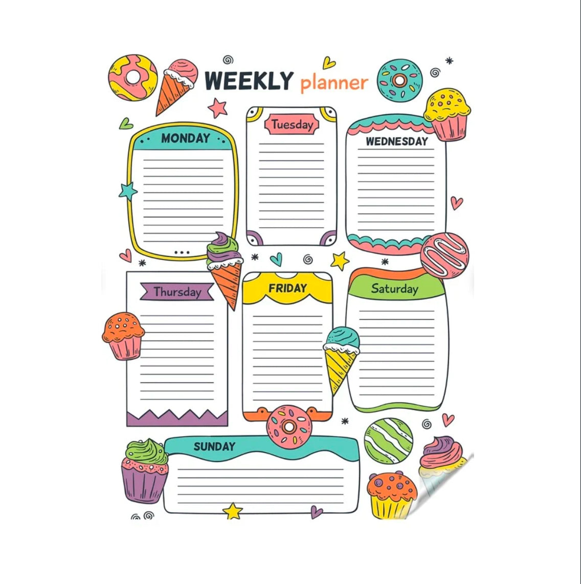 Weekly Planner Icecream Theme Reusable Planner Sticker - Dua Pixels