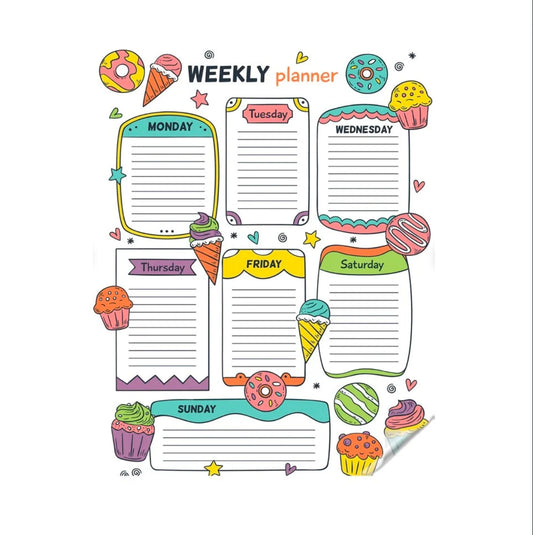 Weekly Planner Icecream Theme Reusable Planner Sticker - Dua Pixels