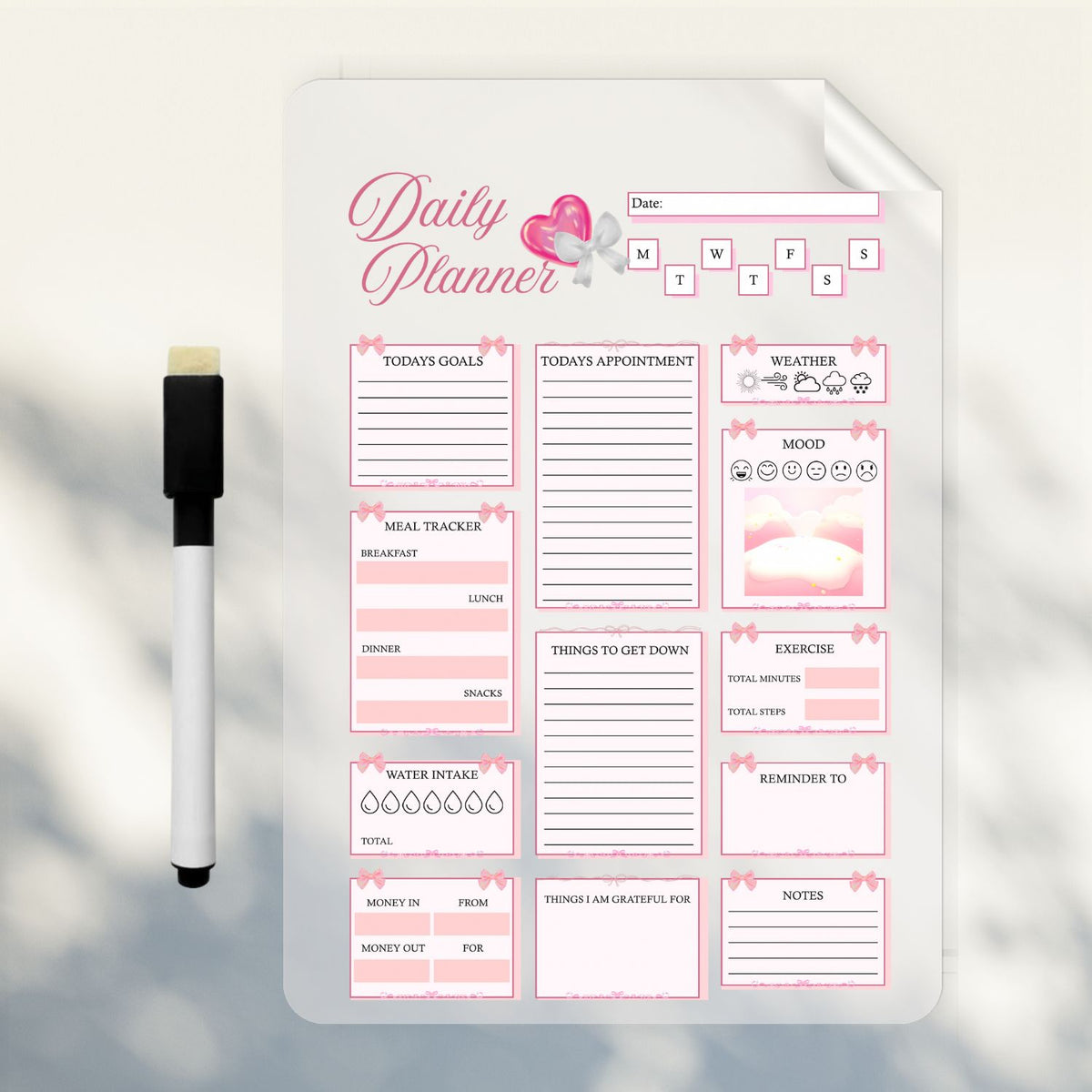 Today Goals, Weekly Meal Planner Sticker - Dua Pixels