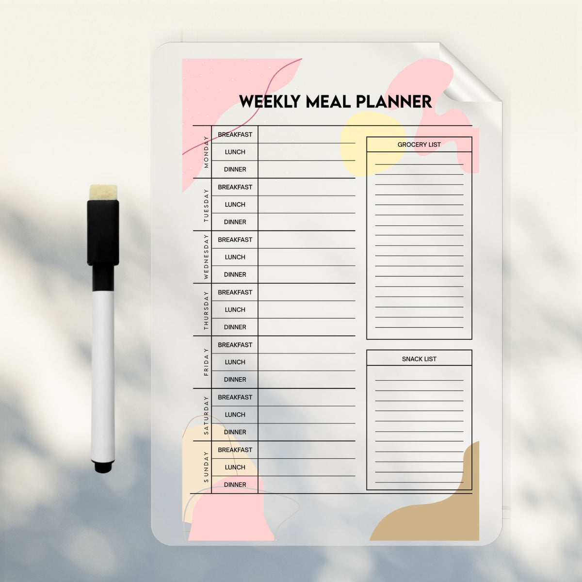 Weekly Meal Planner Sticker - Dua Pixels