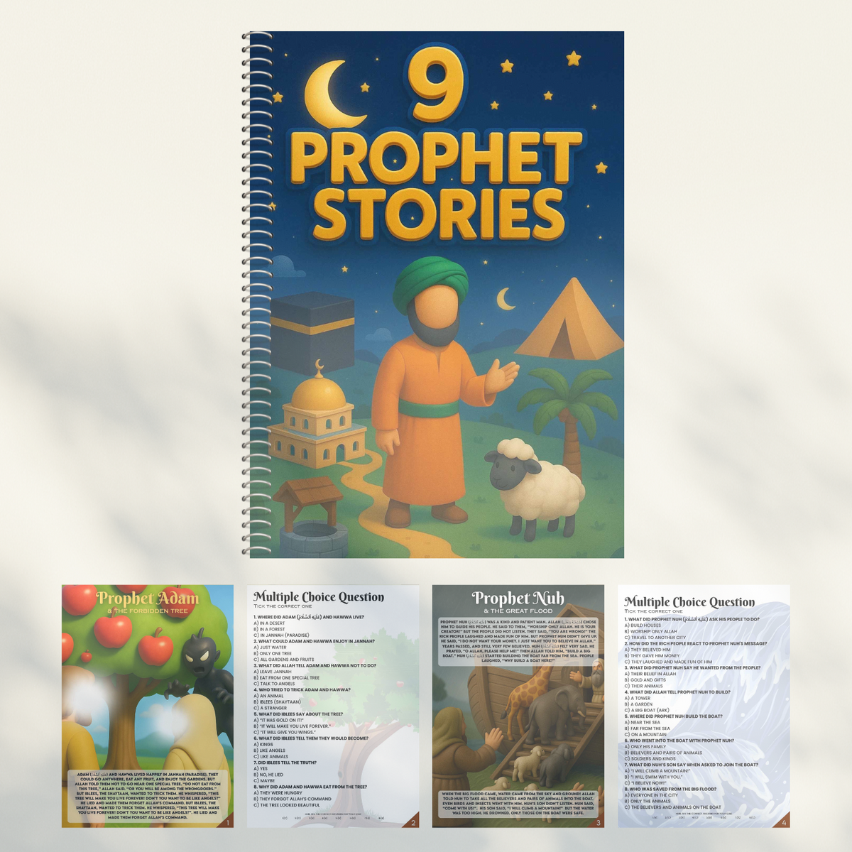 9 Prophet Stories Book + 25 Prophet Sticker + Chronology of Muhammad (S.A.W.W) Pack of Three close-up view