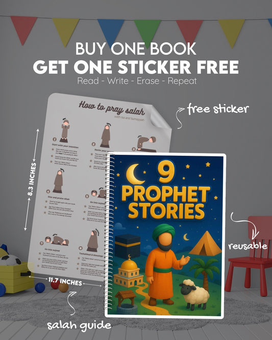 Buy 9 Prophet Stories Book - Get Salah Guide Sticker Free main design