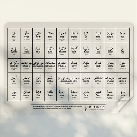 99 Names of Muhammad with Meaning Sticker close-up view