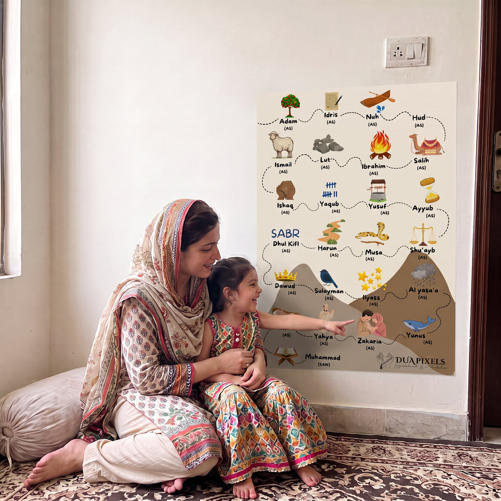 Mother and daughter laughing in front of the sticker