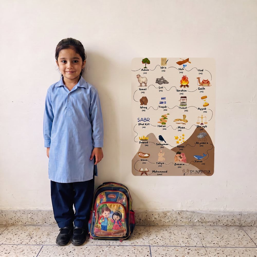 The sticker next to a 6-year-old for size